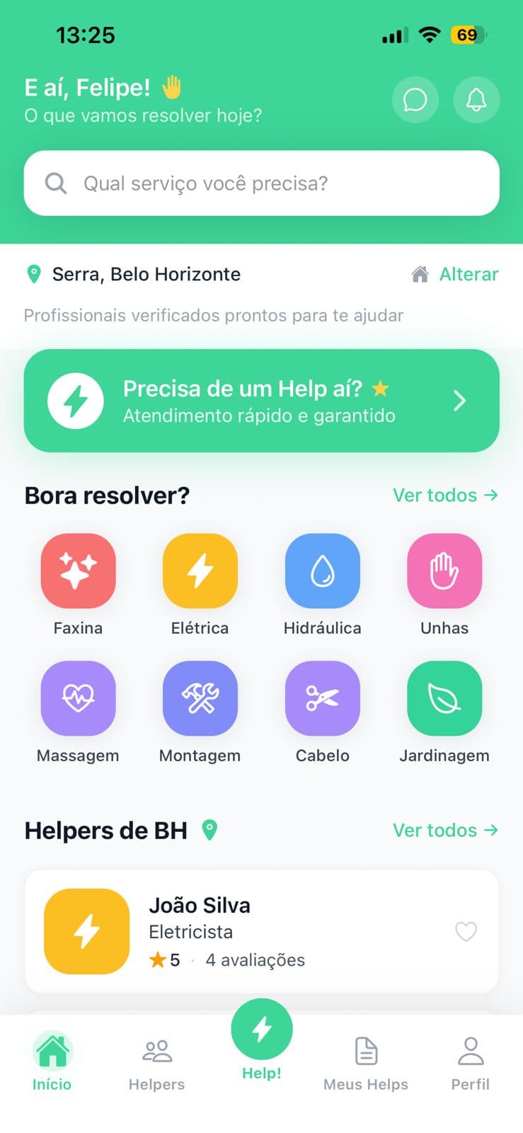 Help Me - Tela inicial